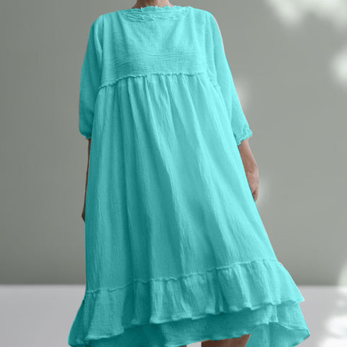 Rochie subtire din bumbac. Rochie creponata de vară. Rochie de plajă. Rochie lejeră