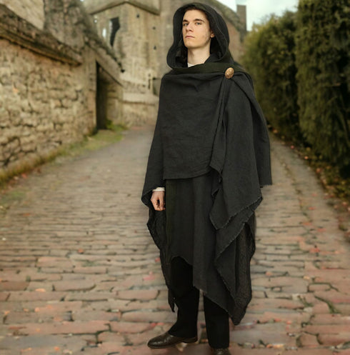 Poncho unisex. Pelerina medievala din canepa.
