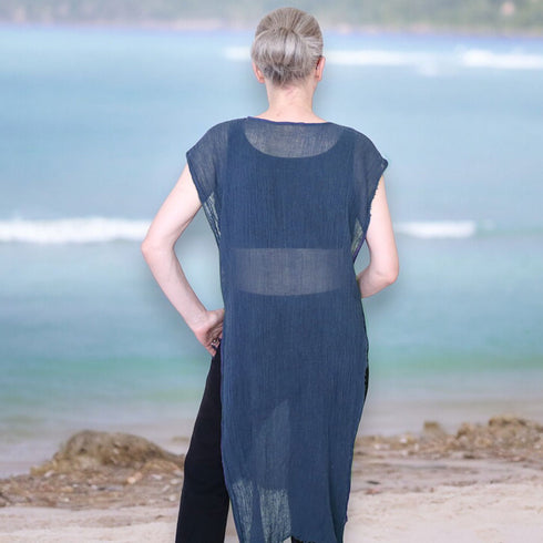 Cardigan dama subțire și transparent din panza topita de bumbac