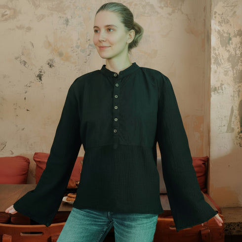 Camasa unisex din muselina si panza topita moale din bumbac