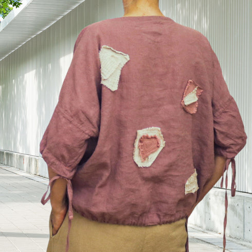 Bluză din canepa pentru doamne/ Cămașă lejera cu sireturi