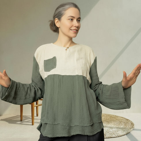 Bluza dama, lejera si eleganta din canepa si bumbac fiert