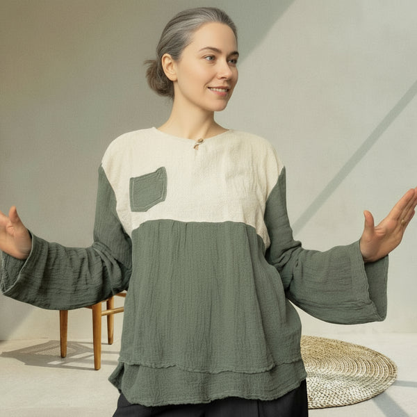 Bluza dama, lejera si eleganta din canepa si bumbac fiert