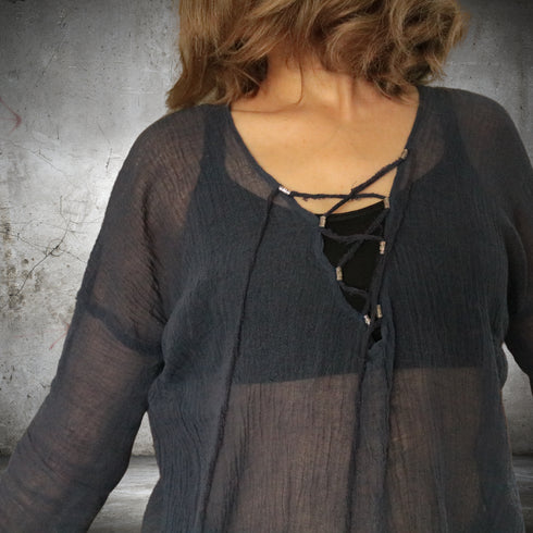 Bluza lejera de vara din panza topita de bumbac - Foxenia