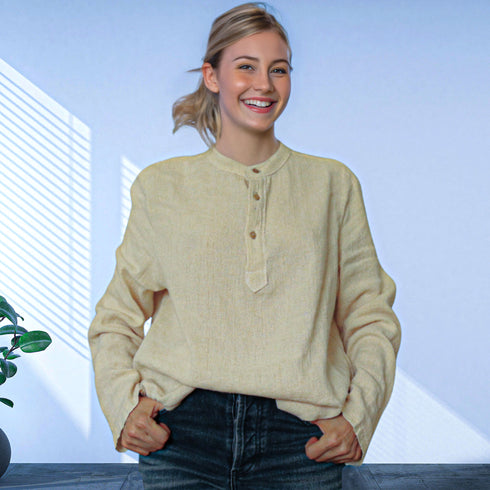 Cămașă sustenabila din canepa si bumbac. Camasa unisex din canepa.