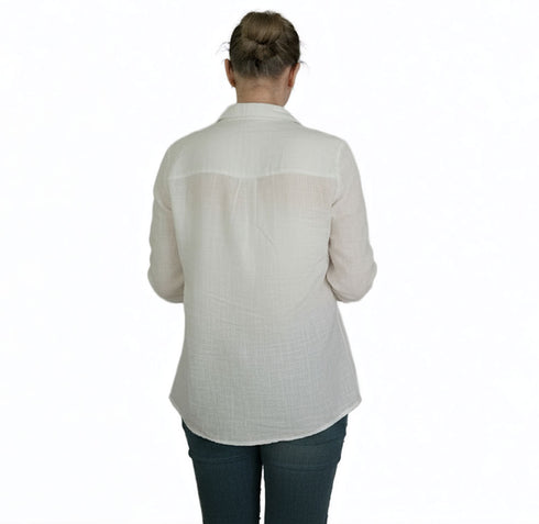 Camasa dama din muselina de bumbac topit cu guler tunica si nasturi din cocos Foxenia