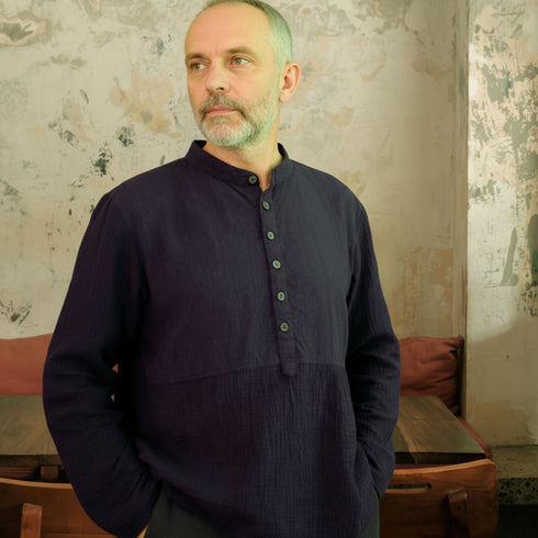 Camasa unisex din muselina si panza topita moale din bumbac