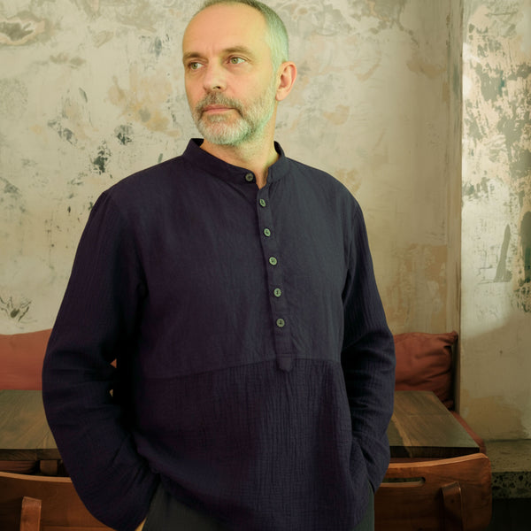 Camasa unisex din muselina si panza topita moale din bumbac