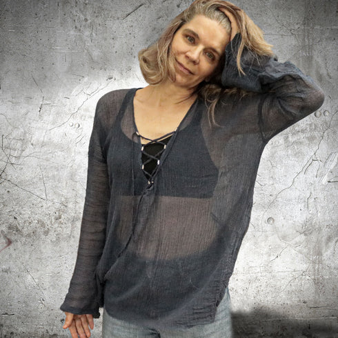 Bluza lejera de vara din panza topita de bumbac