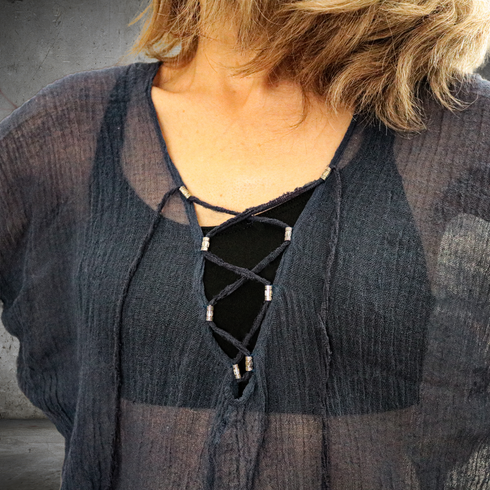 Bluza lejera de vara din panza topita de bumbac - Foxenia