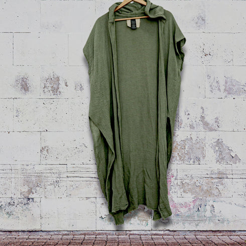 Poncho fără mâneci din pânză topita de bumbac. Kimono unisex. Kimono de plajă. Cardigan de femei. Cardigan de barbati