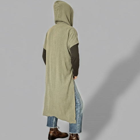 Poncho fără mâneci din pânză topita de bumbac. Kimono unisex. Kimono de plajă. Cardigan de femei. Cardigan de barbati