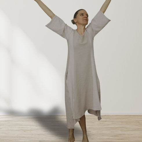 Women's dress made of soft fabric, mix of hemp and cotton