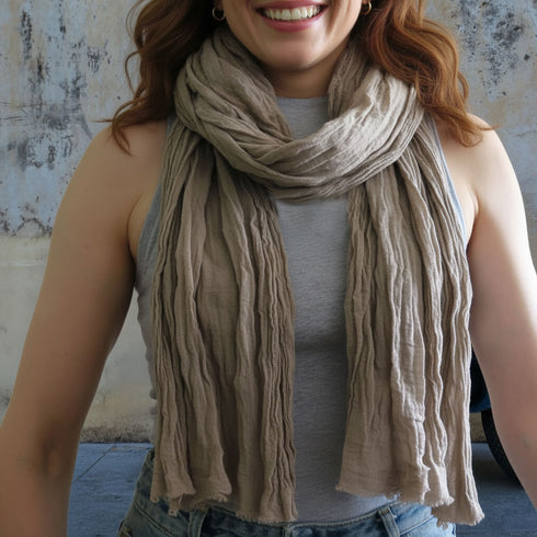 Esarfa din panza topita. Esarfa unisex din bumbac. Șal/Fular - detaliu