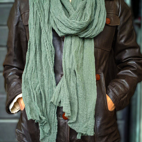 Eșarfă unisex din bumbac fiert. Eșarfă subțire. Eșarfă moale. Eșarfă creponată