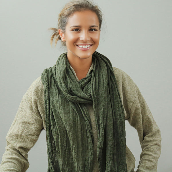 Eșarfă unisex din bumbac fiert. Eșarfă subțire. Eșarfă moale. Eșarfă creponată