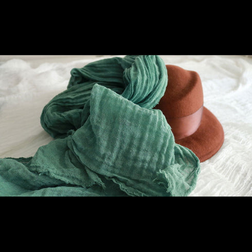 Esarfa boho din bumbac fiert - VERDE