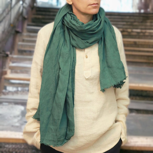 Esarfa din IN organic pentru o eleganta clasica - VERDE