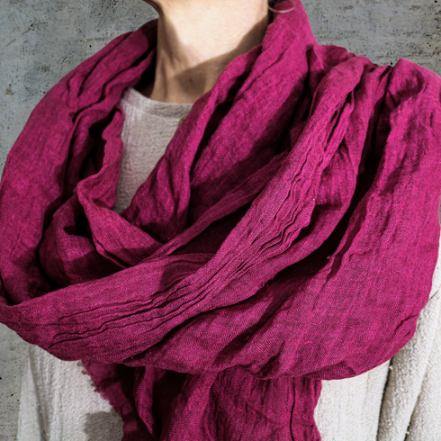 Esarfa din in 100% natural textura sifonata in topit subtire burgundia Foxenia