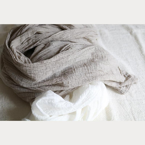 Esarfa din panza topita. Esarfa unisex din bumbac. Șal/Fular - culoare gri deschis, detaliu