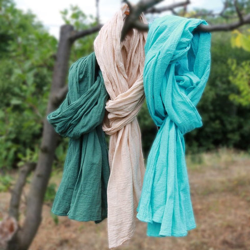 Esarfe bumbac unisex. Esarfa din panza topita. Esarfa creponata din tesaturi naturale.