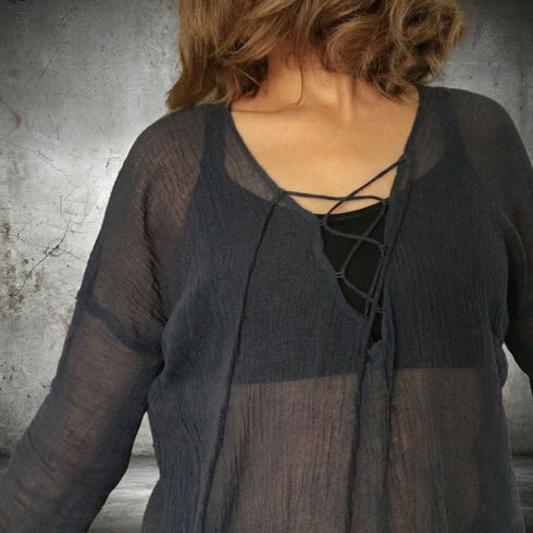Bluza lejera de vara din panza topita de bumbac