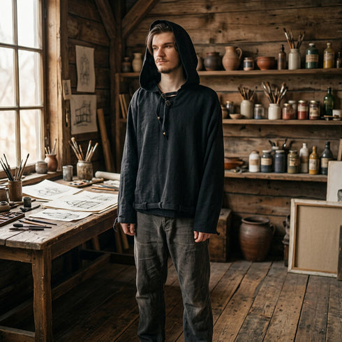 Hanorac Unisex din in, stil medieval