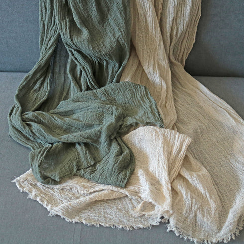 Esarfa din bumbac fiert textura creponata sal moale culori pastelate accesoriu boho Foxenia