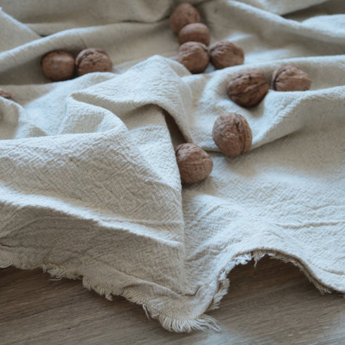 Draperii rustice din țesătură de in si bumbac topit - detaliu pânză