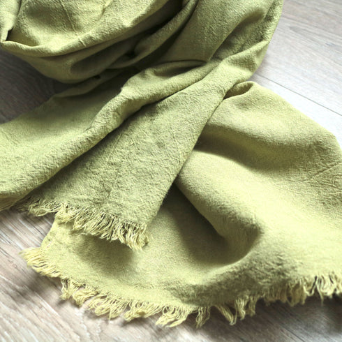 Esarfa/Fular unisex din panza topita de canepa cu bumbac - olive by Foxenia