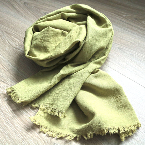 Esarfa/Fular unisex din panza topita de canepa cu bumbac - olive by Foxenia