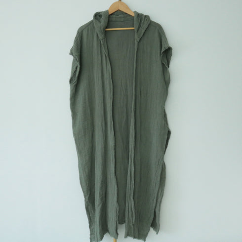 Sleeveless poncho in cotton fused canvas. Unisex kimono. Beach kimono. Women's cardigan. Men's cardigan