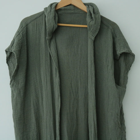 Sleeveless poncho in cotton fused canvas. Unisex kimono. Beach kimono. Women's cardigan. Men's cardigan
