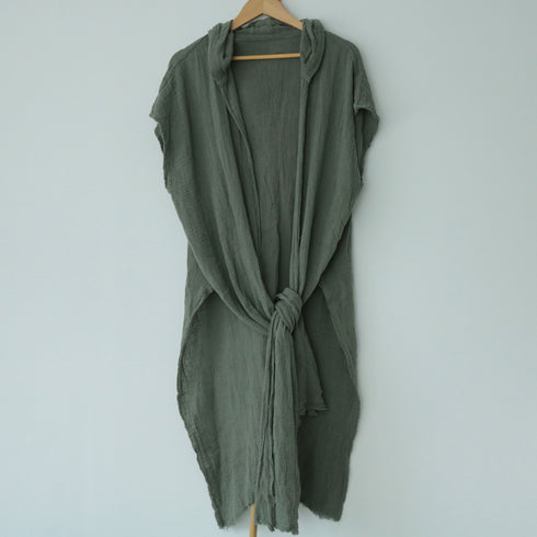 Sleeveless poncho in cotton fused canvas. Unisex kimono. Beach kimono. Women's cardigan. Men's cardigan