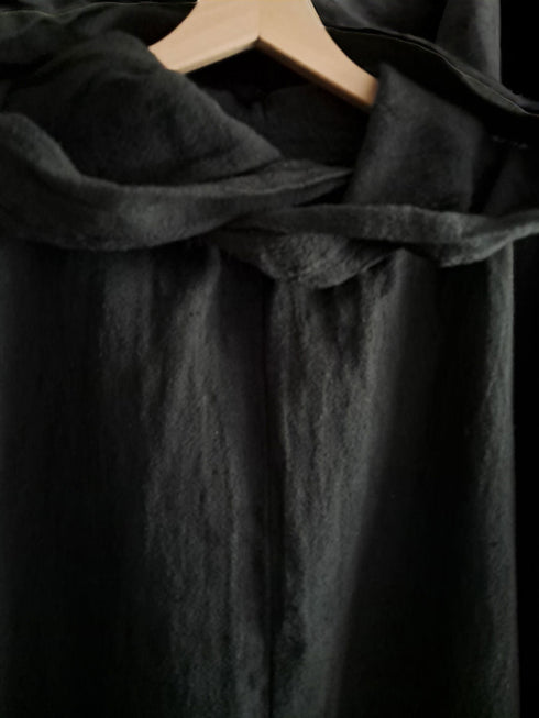 Poncho medieval din țesătură de cânepă. Mantie cu glugă boho