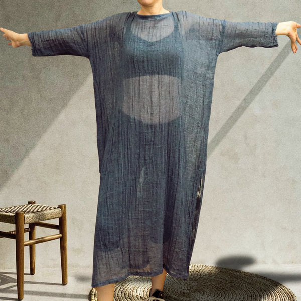 Caftan vaporos din bumbac topit pentru plaja