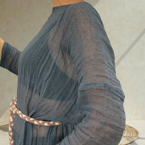 Caftan vaporos din bumbac topit pentru plaja