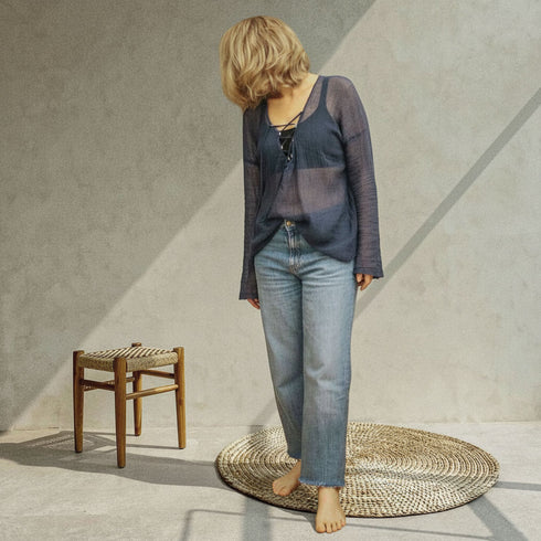 Bluza lejera de vara din panza topita de bumbac - Foxenia