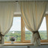 Draperii din bumbac fiert, semi-transparente și cu aspect creponat - vedere spre parc