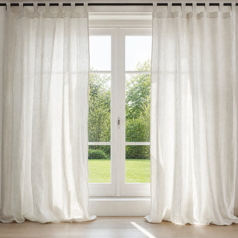 Draperii rustice din țesătură de in si bumbac topit