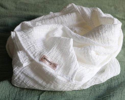 Esarfa din panza topita. Esarfa unisex din bumbac. Șal/Fular - alb