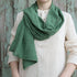 Esarfa din panza topita. Esarfa unisex din bumbac. Șal/Fular - verde padure si tunica natur