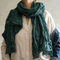 Esarfa din in 100% natural textura sifonata in topit subtire verde inchis Foxenia