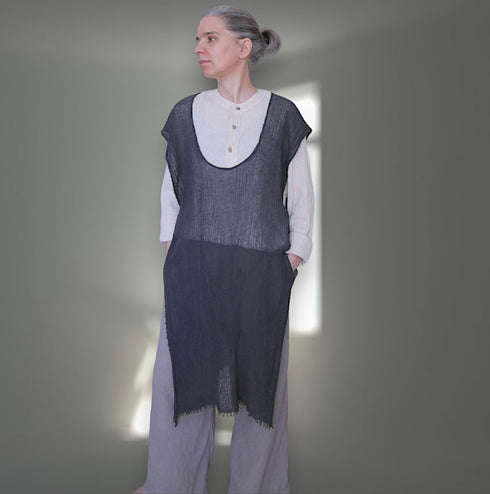 Cardigan dama subțire și transparent din panza topita de bumbac