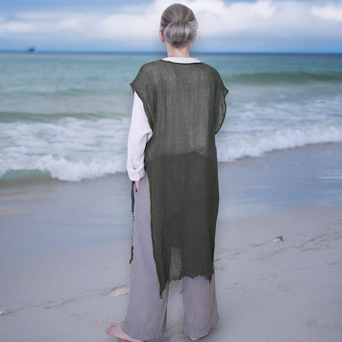 Cardigan dama subțire și transparent din panza topita de bumbac