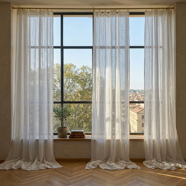 Perdea din in topit transparent si in varianta extra-large