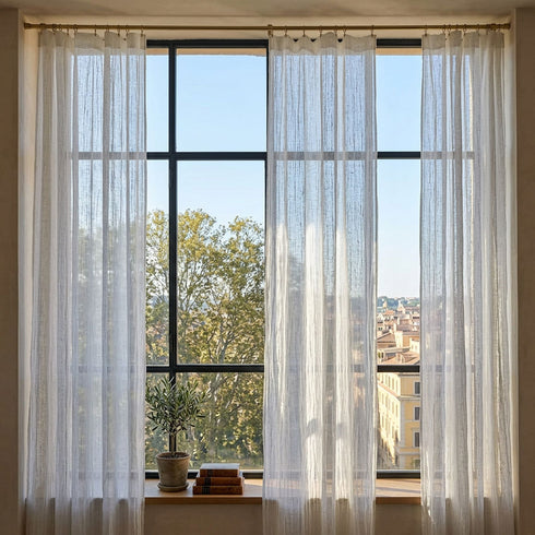 Transparent washed linen curtain and in extra-large size