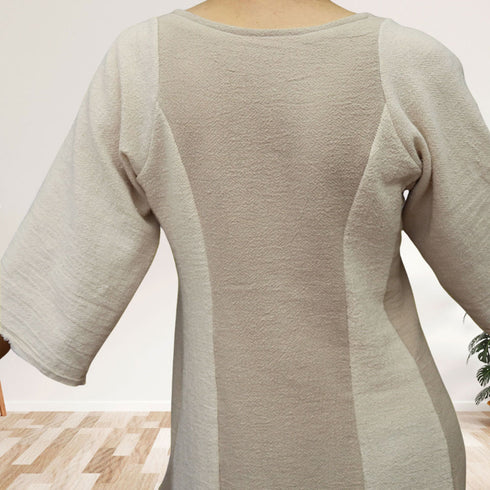 Women's dress made of soft fabric, mix of hemp and cotton