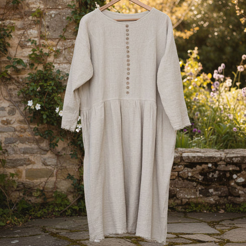 Women's dress with pockets made of soft pre-washed linen fabric. Women's linen tunic.