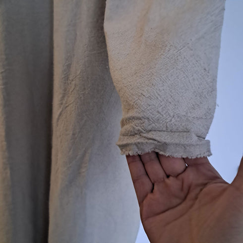 Tunica unisex din panza topita de in si bumbac - terminatie din tesatura
